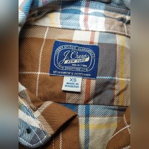 J.Crew Midweight Plaid Flannel Shirt | Size: XS | Color: Blue/Brown